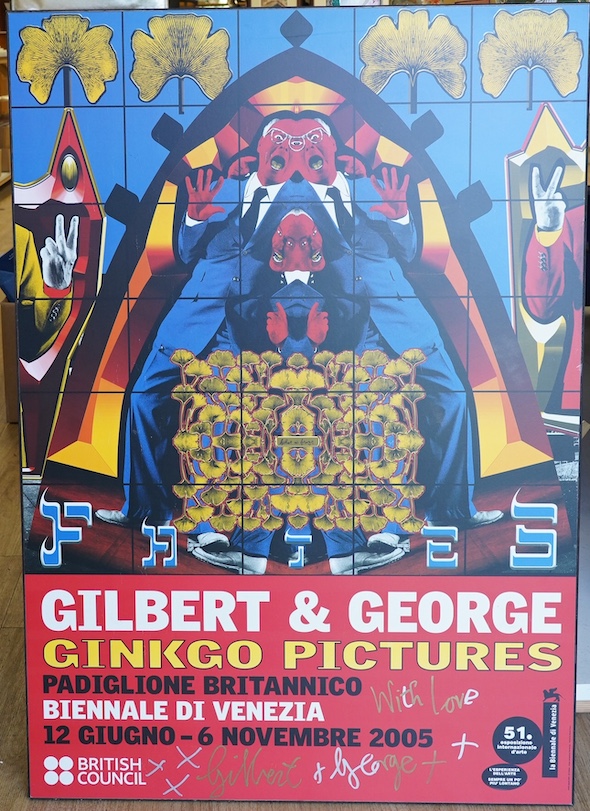 Gilbert and George, Ginkgo pictures, 2005, signed and mounted colour poster, 100 x 70cm. Condition - good